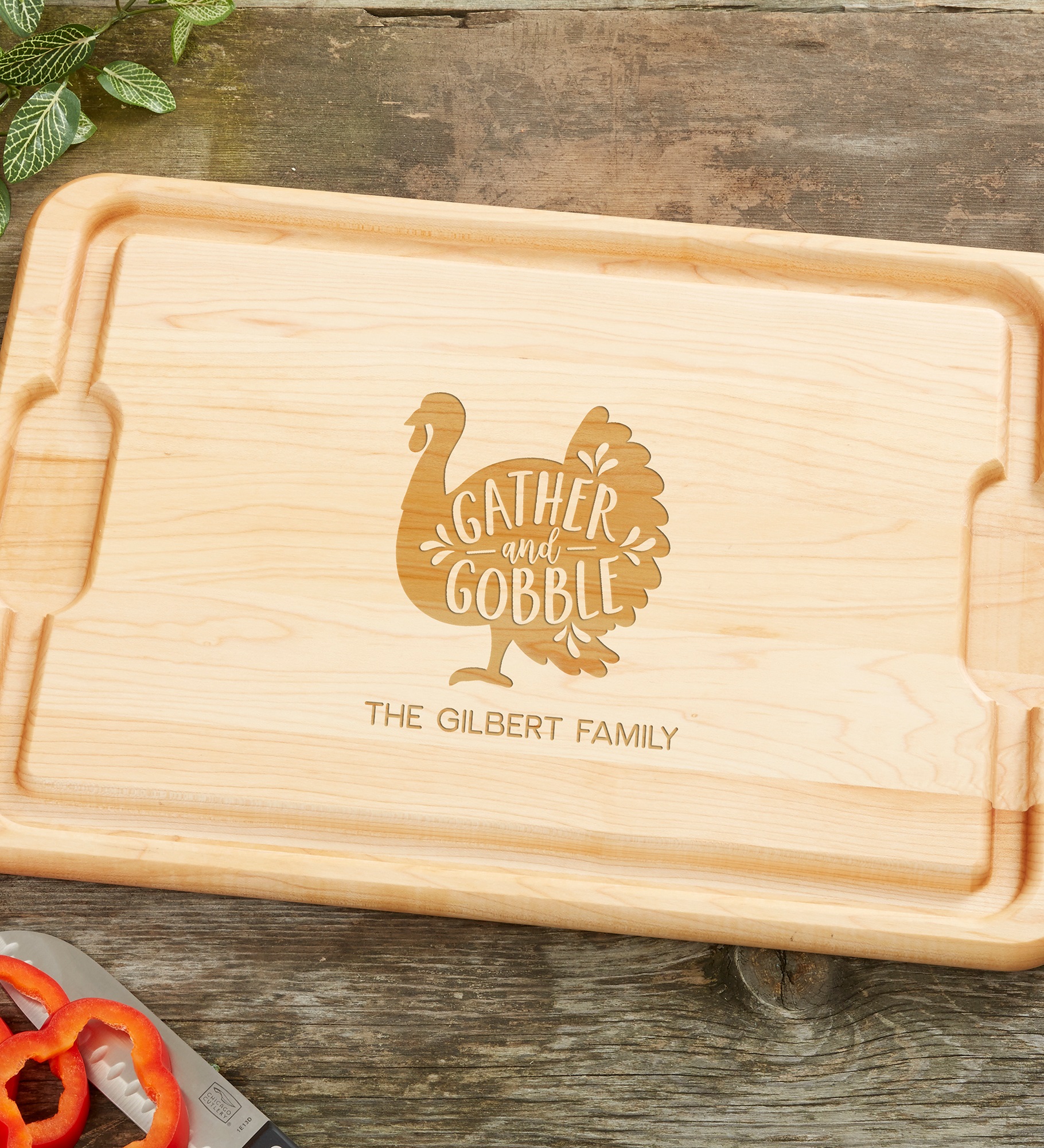 Gather & Gobble Personalized Hardwood Cutting Board
